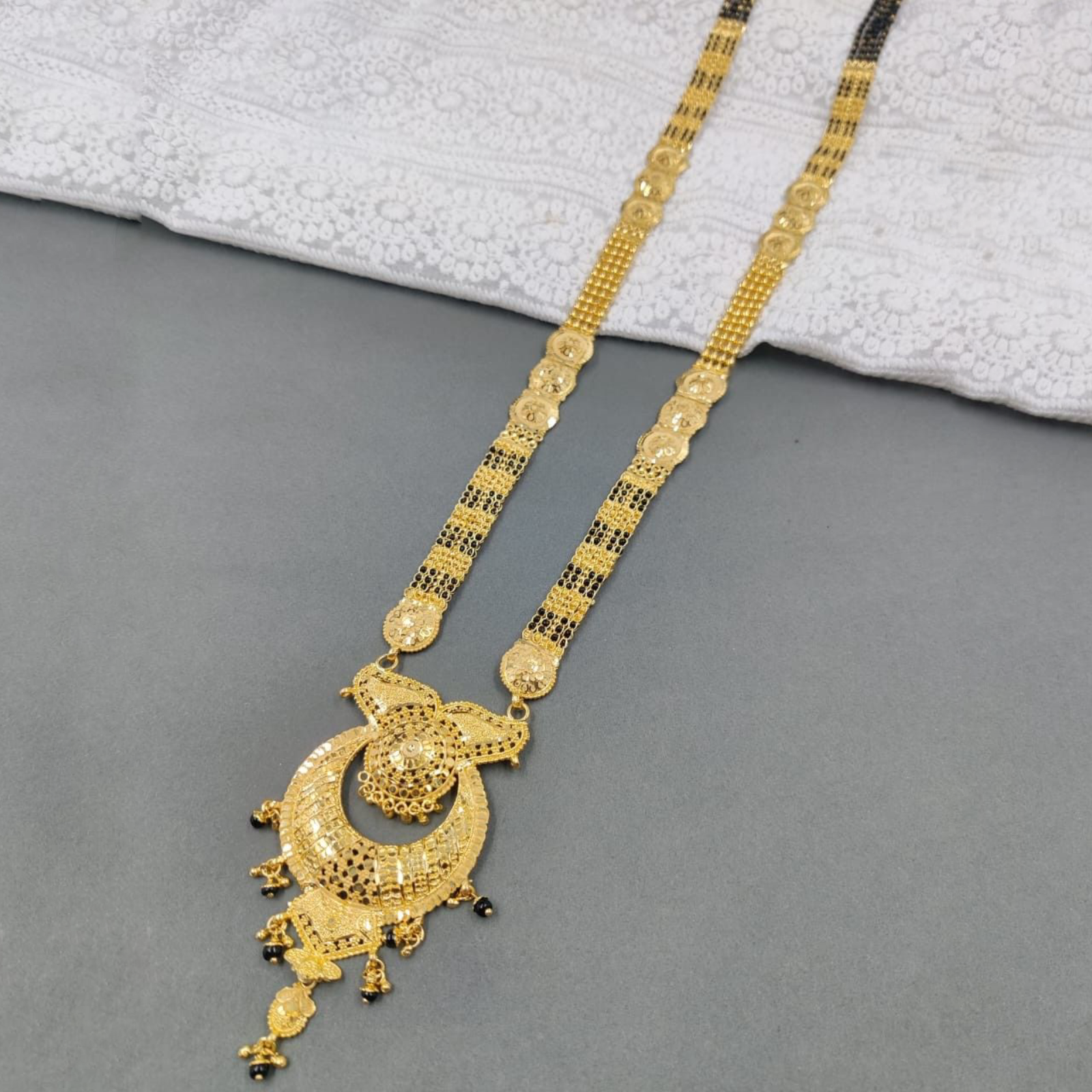 New Project (1) Gold Pleated long mangalsutra - Image 1